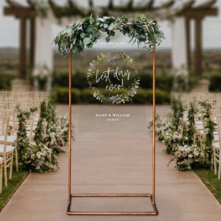 Greenery Wreath Clear Acrylic Wedding Welcome Sign DSWS15