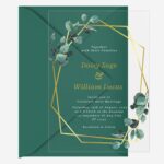 Greenery and Gold Geo Clear Wedding Invitation DSF011-2