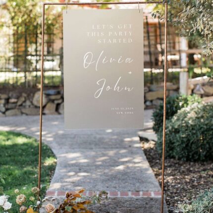 Lets Get This Party Start Frosted Acrylic Wedding Welcome Sign DSWS26-2