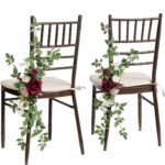 Marsala & Blush Wedding Aisle Chair Decorations Flowers Arrangement