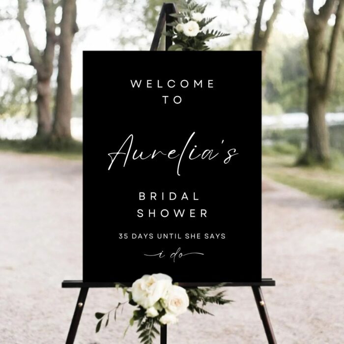 Minimalist Black Acrylic Bridal Shower Welcome Sign DSBRS03-2