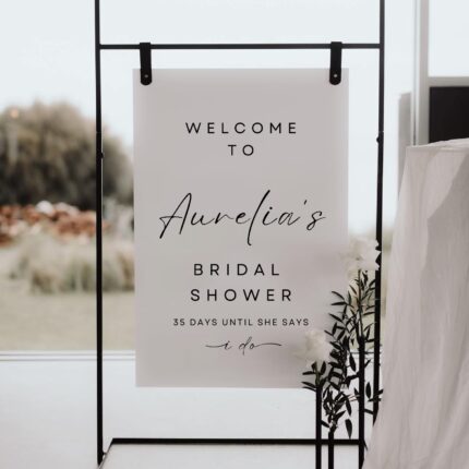 Minimalist White Acrylic Bridal Shower Welcome Sign DSBRS03-2