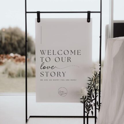 Modern Minimalist White Acrylic Welcome Sign for Wedding DSWS04