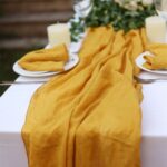 Mustard yellow Rustic Bohemian Cotton Gauze Table Runner for wedding bridal baby shower DSTR03