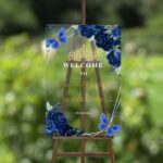 Navy Flowers and Butterflies Acrylic Quinceañera Welcome Sign DSQS03