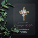 Pink Floral Cross Acrylic Baptism Invitation DSBA07-2