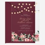 Rustic String Lights and Pink Flowers Clear Wedding DSF010-2