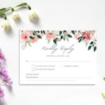 Rustic String Lights and Pink Flowers Clear Wedding RSVP DSF010-4