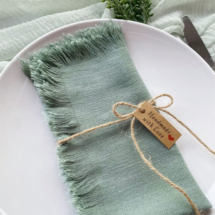 Sage green Cotton Wedding Napkins with Fringe DSNA03-2