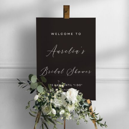 Simple Black Acrylic Bridal Shower Welcome Sign DSBRS04-2
