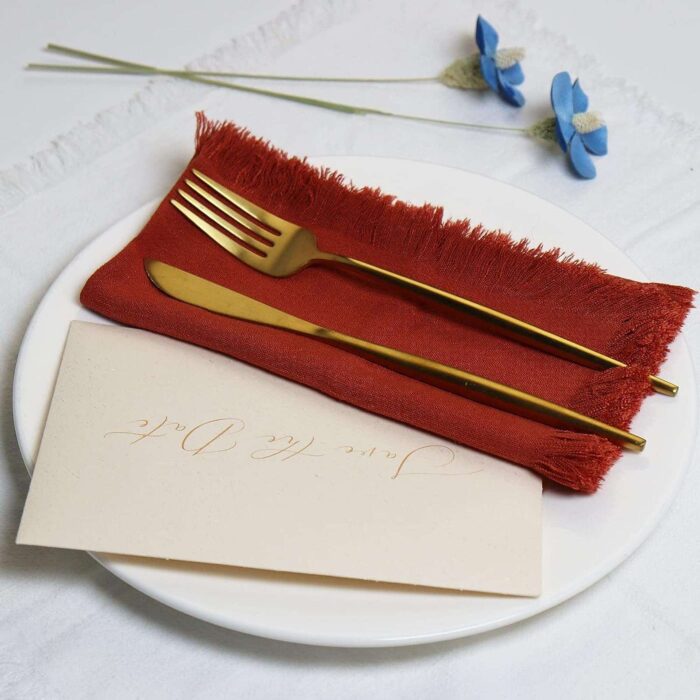 Terracotta Cotton Wedding Napkins with Fringe DSNA03