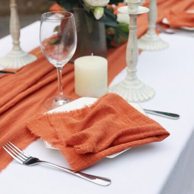 Terracotta Handmade Cotton Gauze Wedding Napkins with Fringe DSNA02