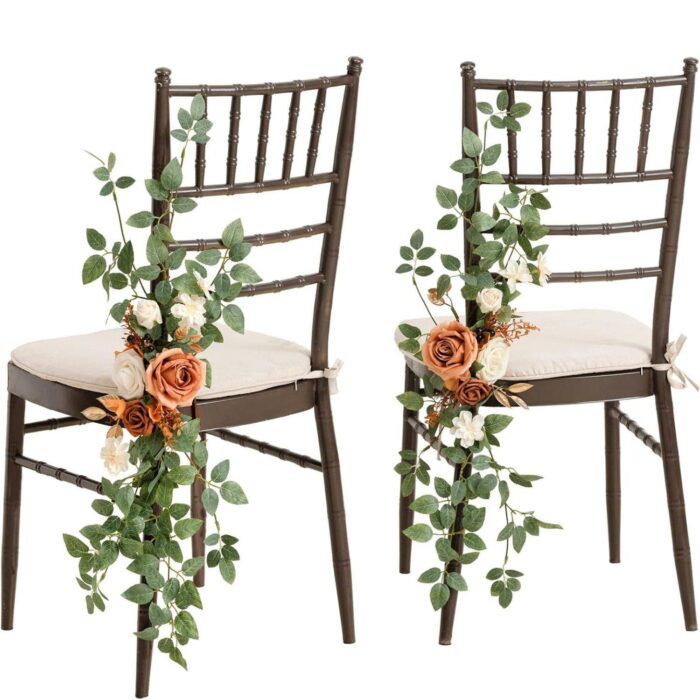 Terracotta Wedding Aisle Chair Decorations Flowers Arrangement