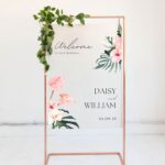 Tropical Anthurium Frosted Acrylic Welcome Wedding Sign DSW03