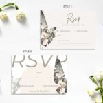 Tropical Beige Anthurium Banana Leaf Acrylic Wedding Invitation RSVP DSF006-4