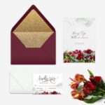 Watercolor Burgundy Flowers Acrylic Wedding Invitation DSF012