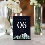 Watercolor Mountains Black Acrylic Table Number DSTN02