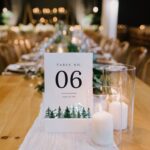 Watercolor Mountains White Acrylic Table Number DSTN02