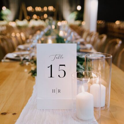 White Acrylic Classic Minimalist Calligraphy Wedding Table Number Card DSTN16