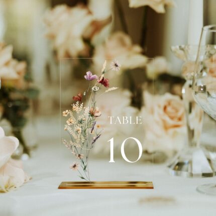 Wildflower Clear Acrylic Table Number Card DSTN06-3