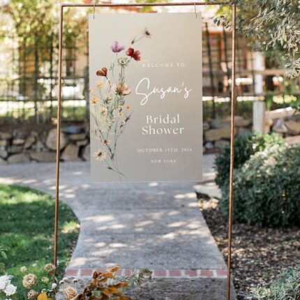 Wildflower Frosted Acrylic Bridal Shower Welcome Sign DSBRS01-2