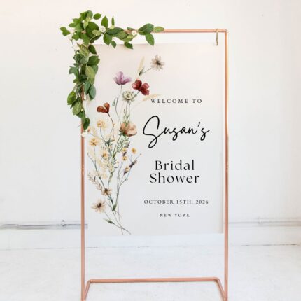 Wildflower Frosted Acrylic Bridal Shower Welcome Sign DSBRS01