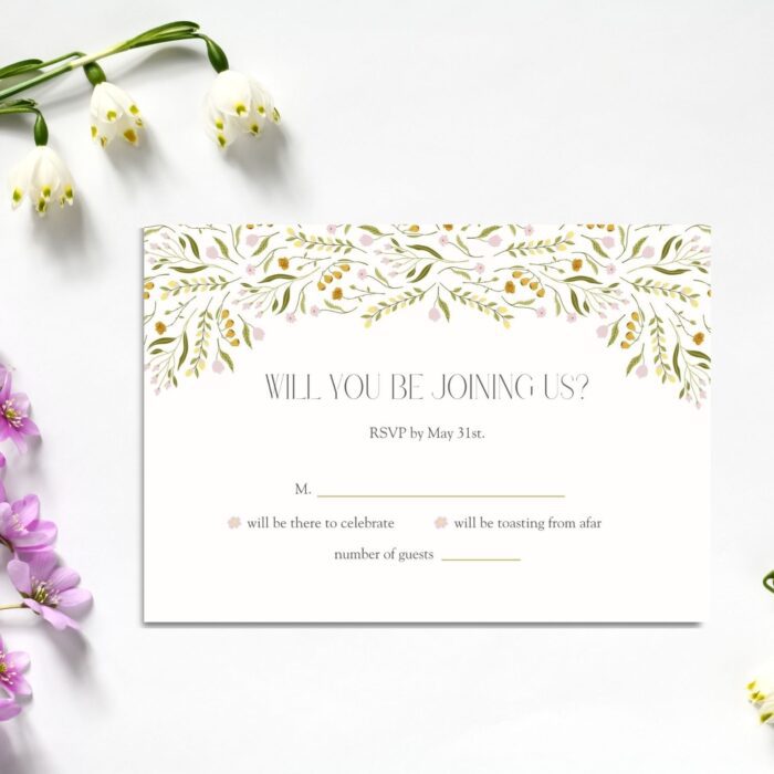 Yellow and Green Garden Flower Acrylic Wedding invitation RSVP DSF004-4