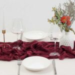 burgundy Cheesecloth Gauze Wedding Linen Table Runner3