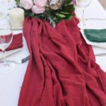 burgundy Rustic Bohemian Cotton Gauze Table Runner for wedding bridal baby shower DSTR03