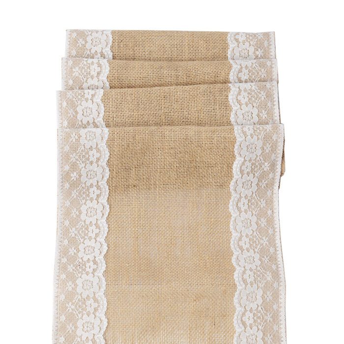 country lace and burlap wedding table runner DSTR06-3