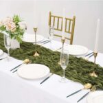 olive green Cheesecloth Gauze Wedding Linen Table Runner3