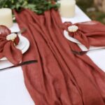 rust Rustic Bohemian Cotton Gauze Table Runner for wedding bridal baby shower DSTR03