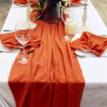 terracotta Rustic Bohemian Cotton Gauze Table Runner for wedding bridal baby shower DSTR03-3