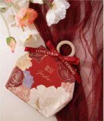 Burgundy Red Gold Foil Flower Printed Wedding Favor Bag DSFAV13