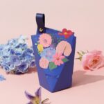 Cottagecore Blue Flower Bloom Geometric Shape Candy Box for Bridal Shower and Wedding DSFAV12