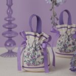 Lavender Mini Vines and Flowers Printed Catton Canvas Gift Bag DSFAV17