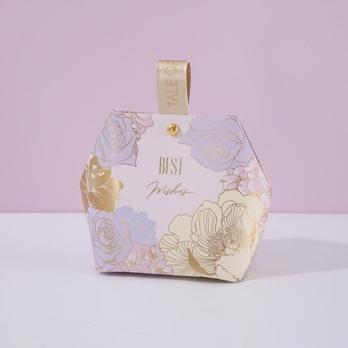 Small Lavender Gold Foil Flower Printed Wedding Favor Bag DSFAV13