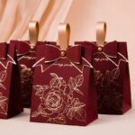 Vintage Burgundy Wedding Favor Candy Bag with Bow DSFAV08