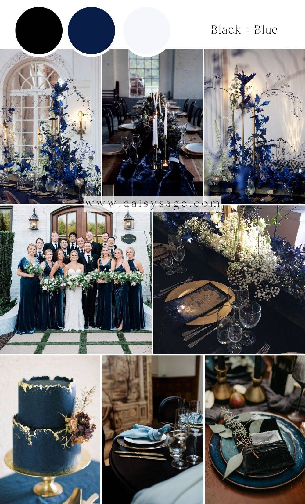 Black and Blue wedding color idea