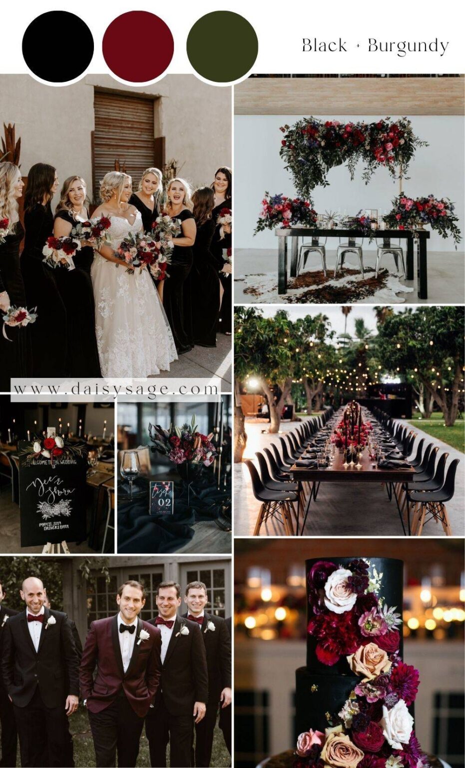 23 Black Wedding Color Themes for 2024 / 2025 - Daisy Sage