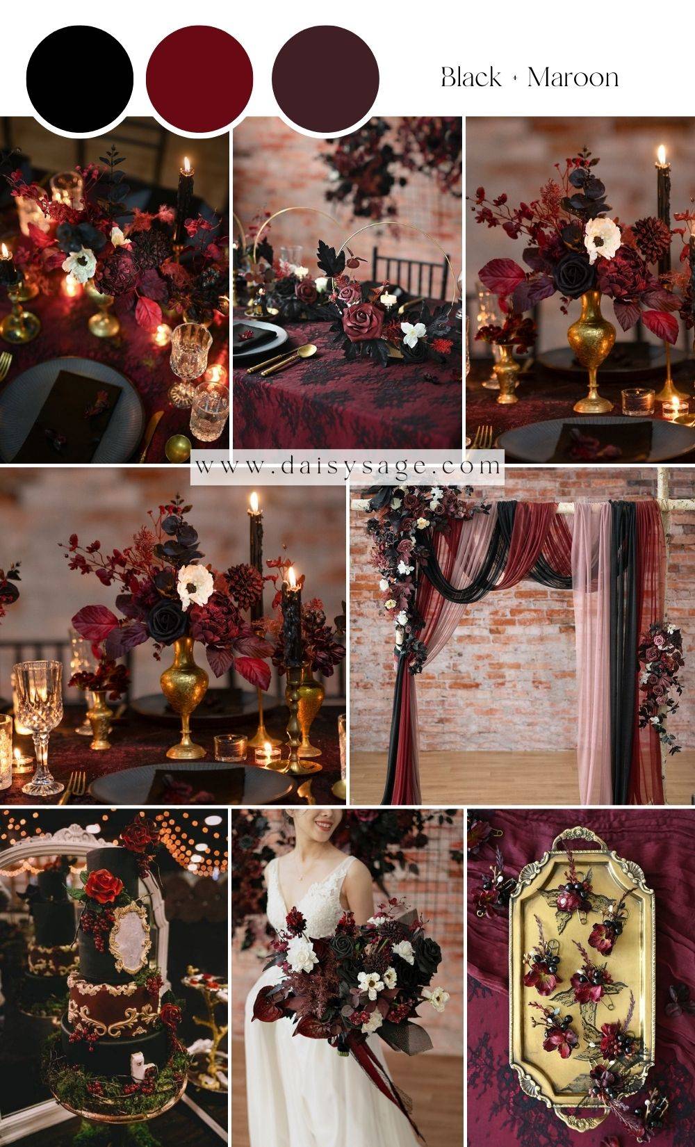 Black and Maroon wedding color theme ideas