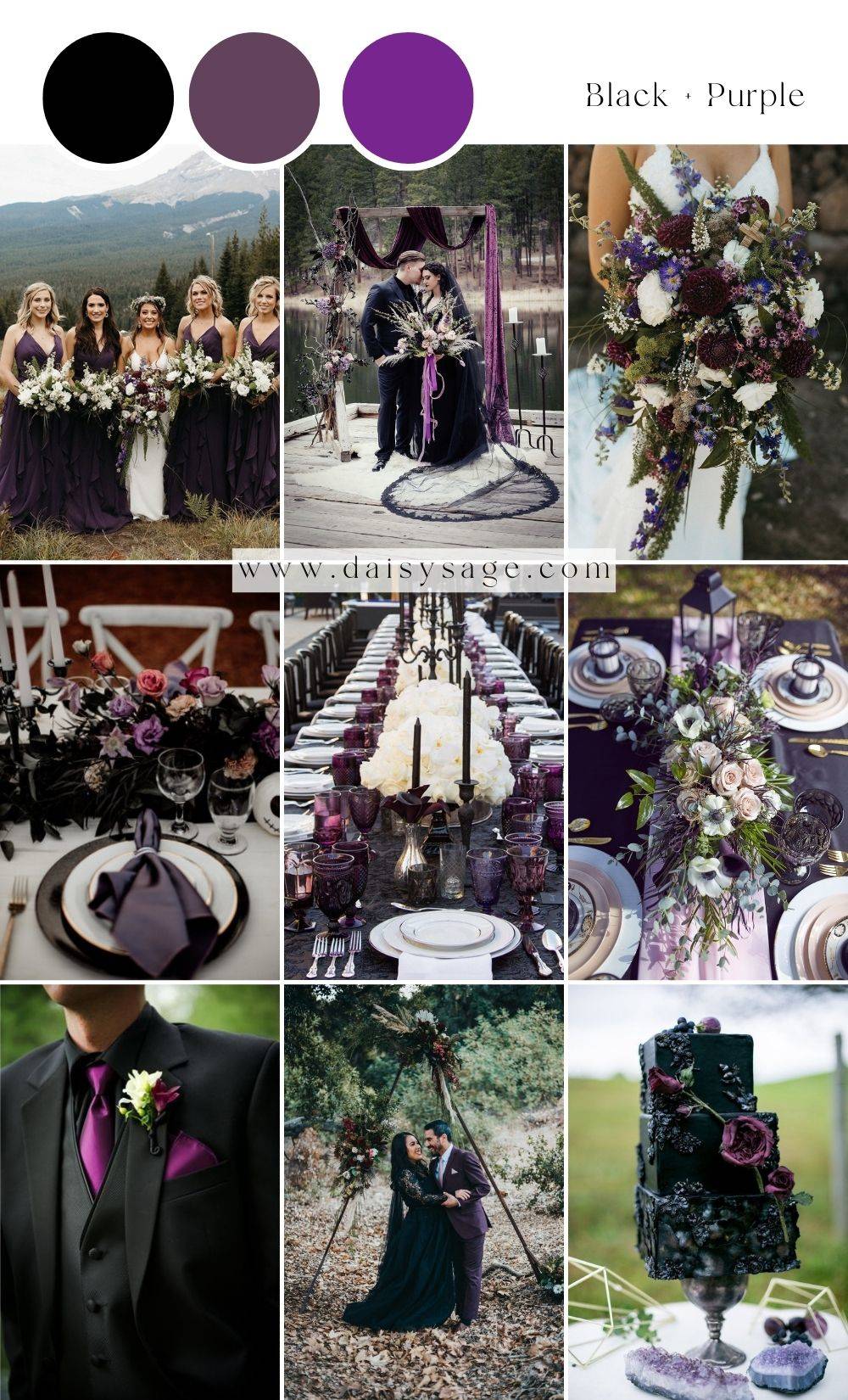 Black and Purple wedding color scheme idea