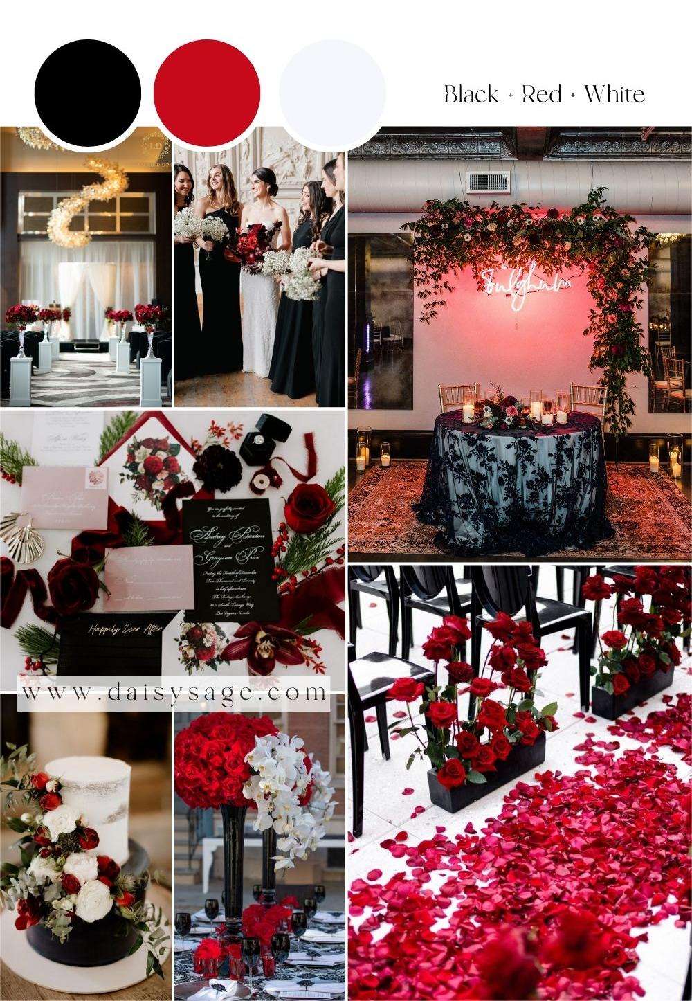 Black and Red and White wedding color theme ideas