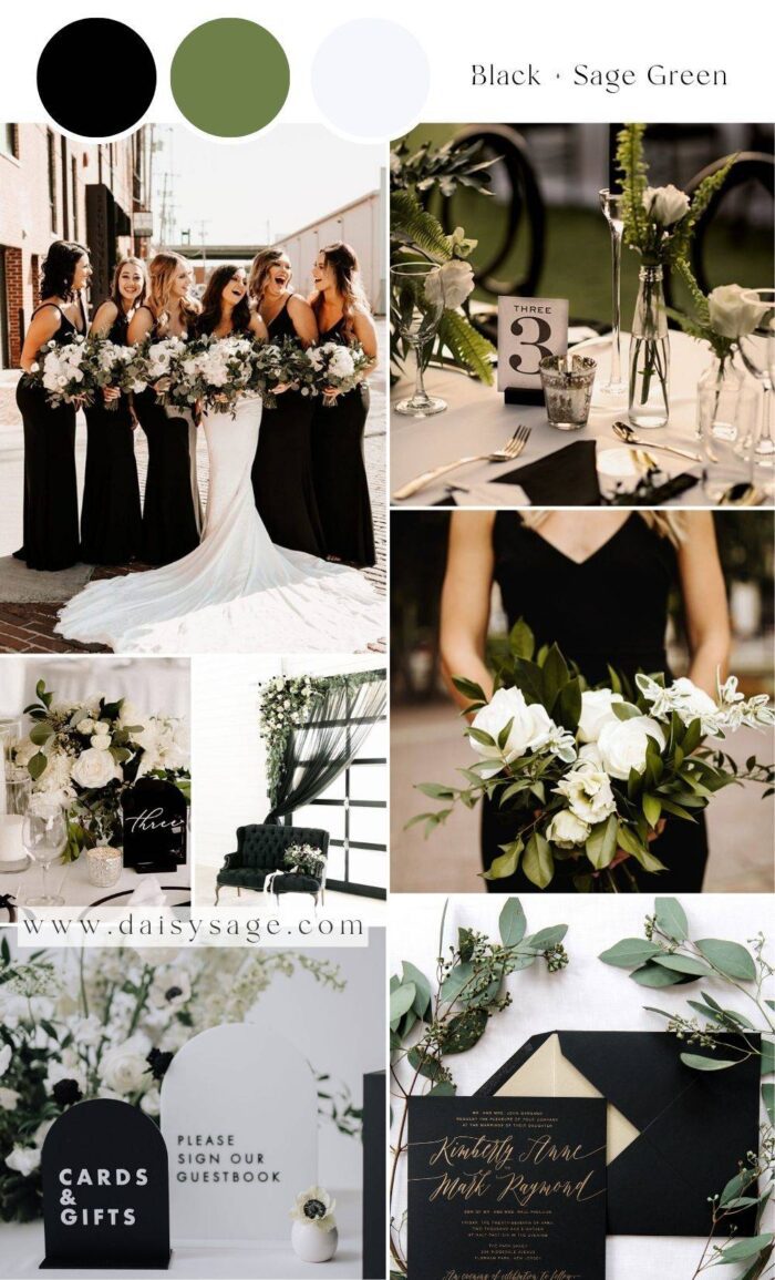 23 Black Wedding Color Themes for 2024 / 2025 - Daisy Sage