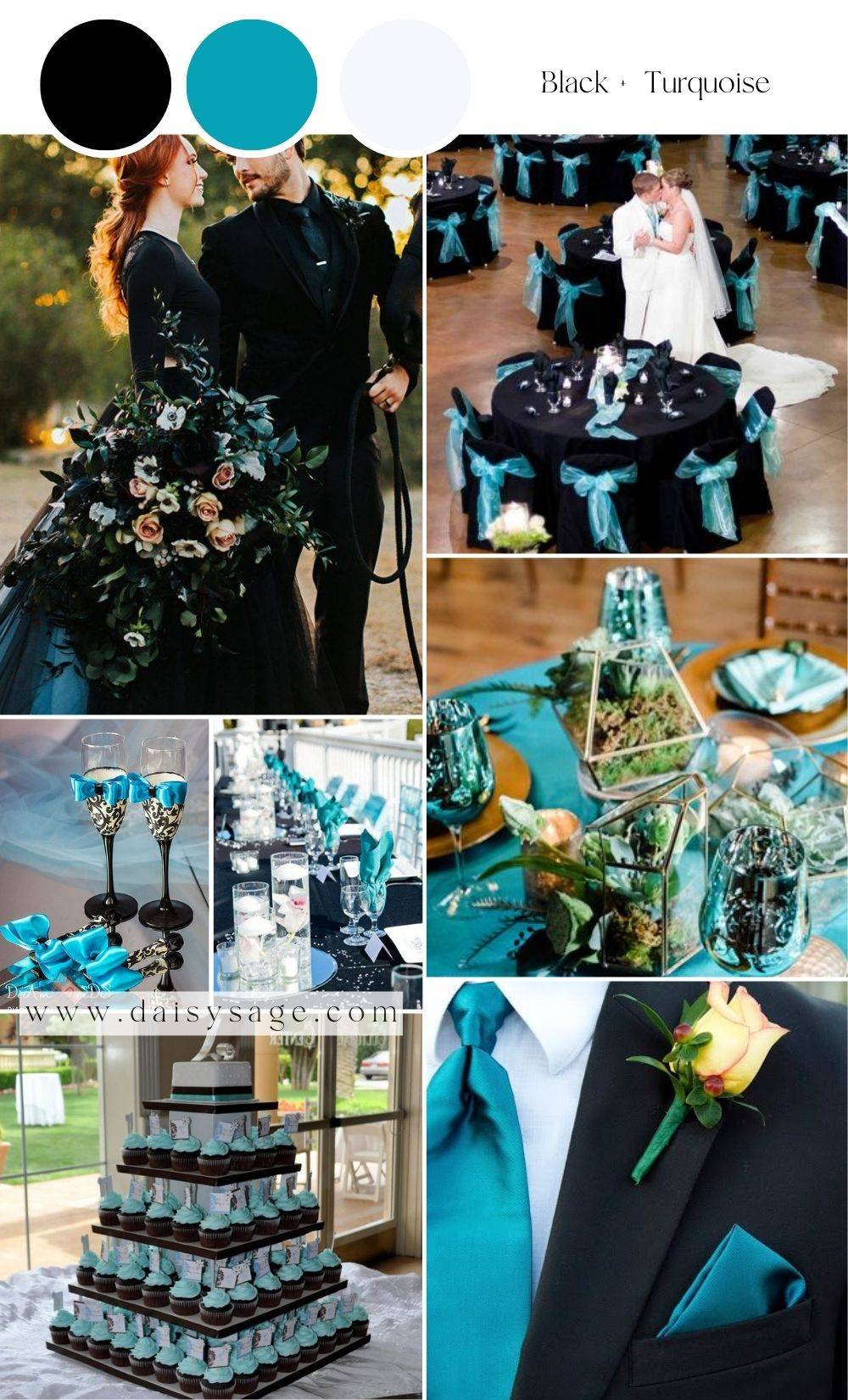 Black and Turquoise blue wedding palette idea