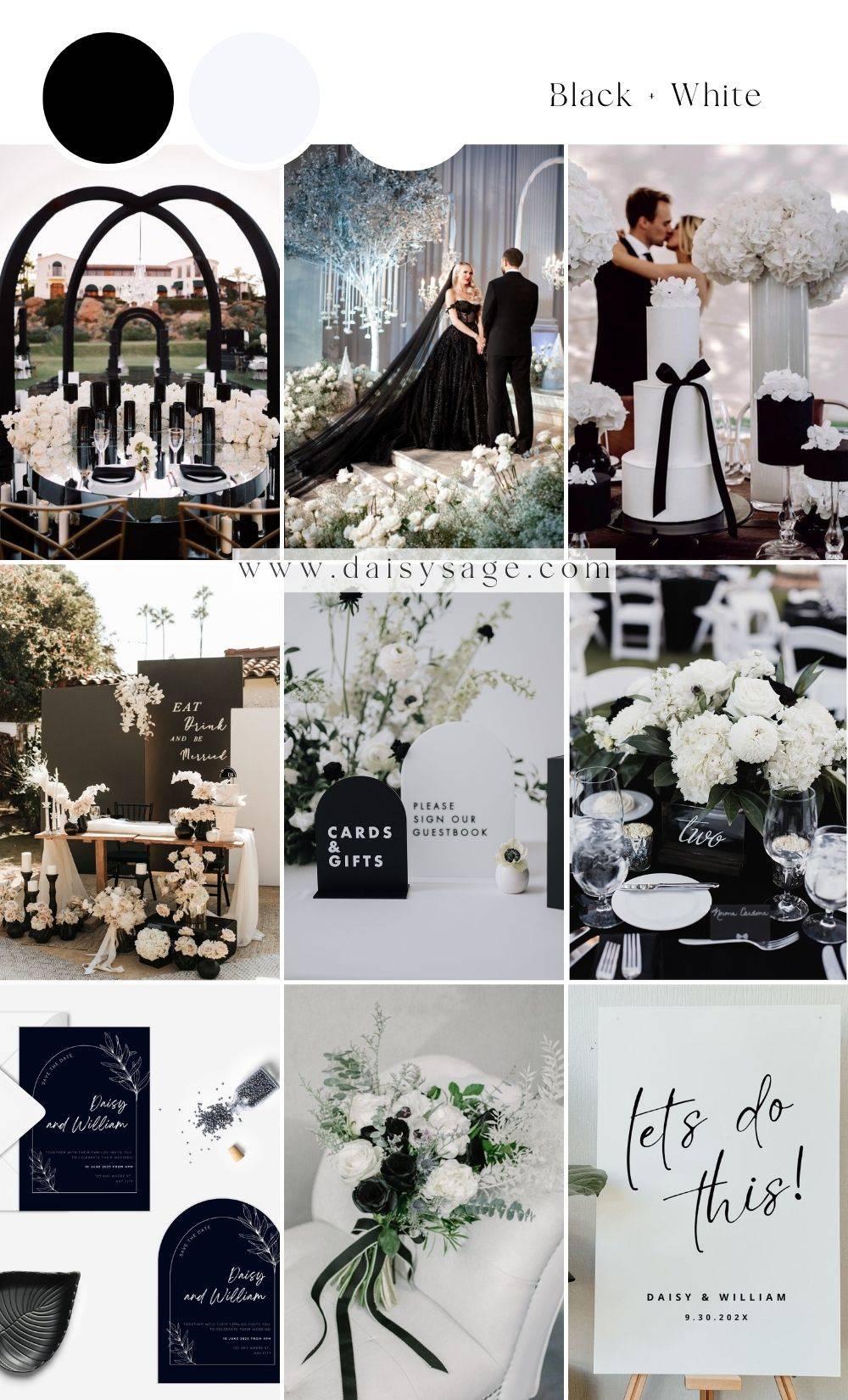 Black and White wedding color theme ideas