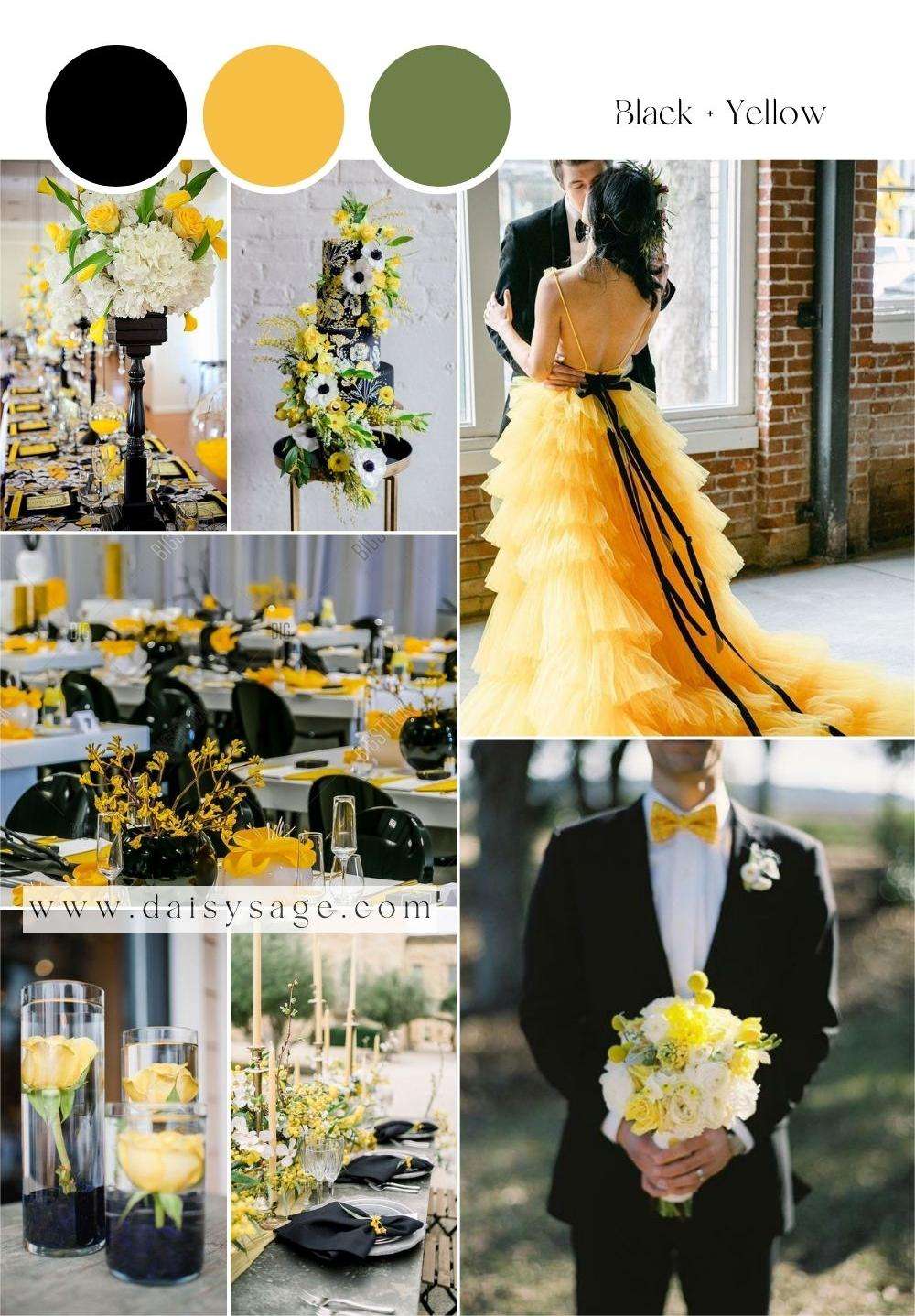 Black and Yellow wedding color scheme idea