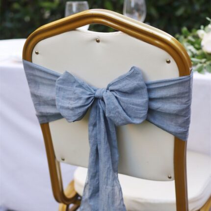 Dusty Blue Chic Cotton Gauze Chair Sashes DSCD01