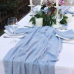 Dusty Blue Country Cotton Linen Event Table Runner DSTR08