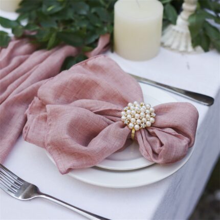 Dusty Rose Polyester Cotton Crinkle Fabric Napkins DSNA04